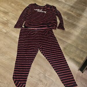 Cuddl Duds Women's Red and Black Striped Pajama Set